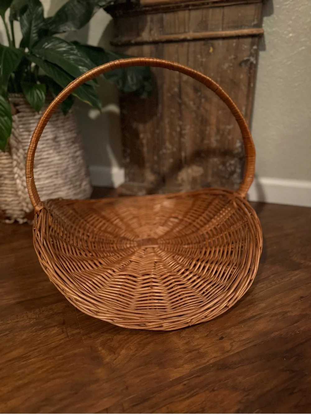 XL Vintage Wicker Flower Gathering Basket French Style 23”